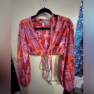 Urban Outiftters Wrap Around Top - Pink - Tarot Pattern